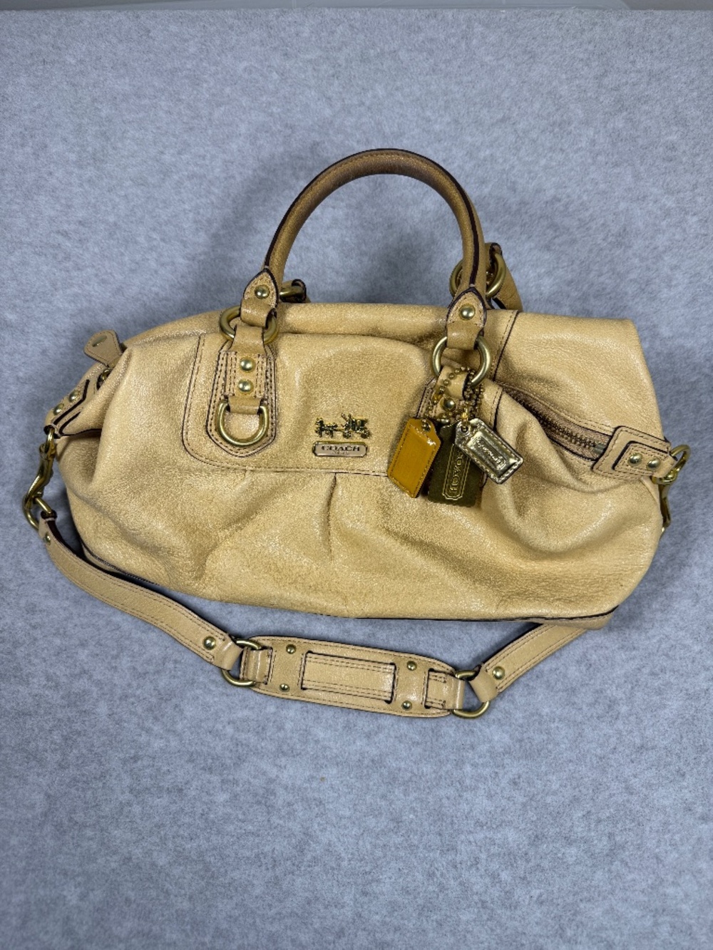 Coach Madison Sabrina Tan Leather Convertible Satchel Shoulder Bag 12937 Y2K